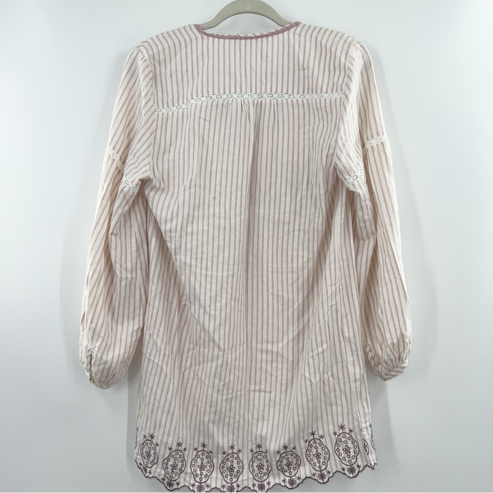 Anthropologie NWT Floreat Striped Sleep Dress Embroidered Long Sleeve size XS - Picture 4 of 10
